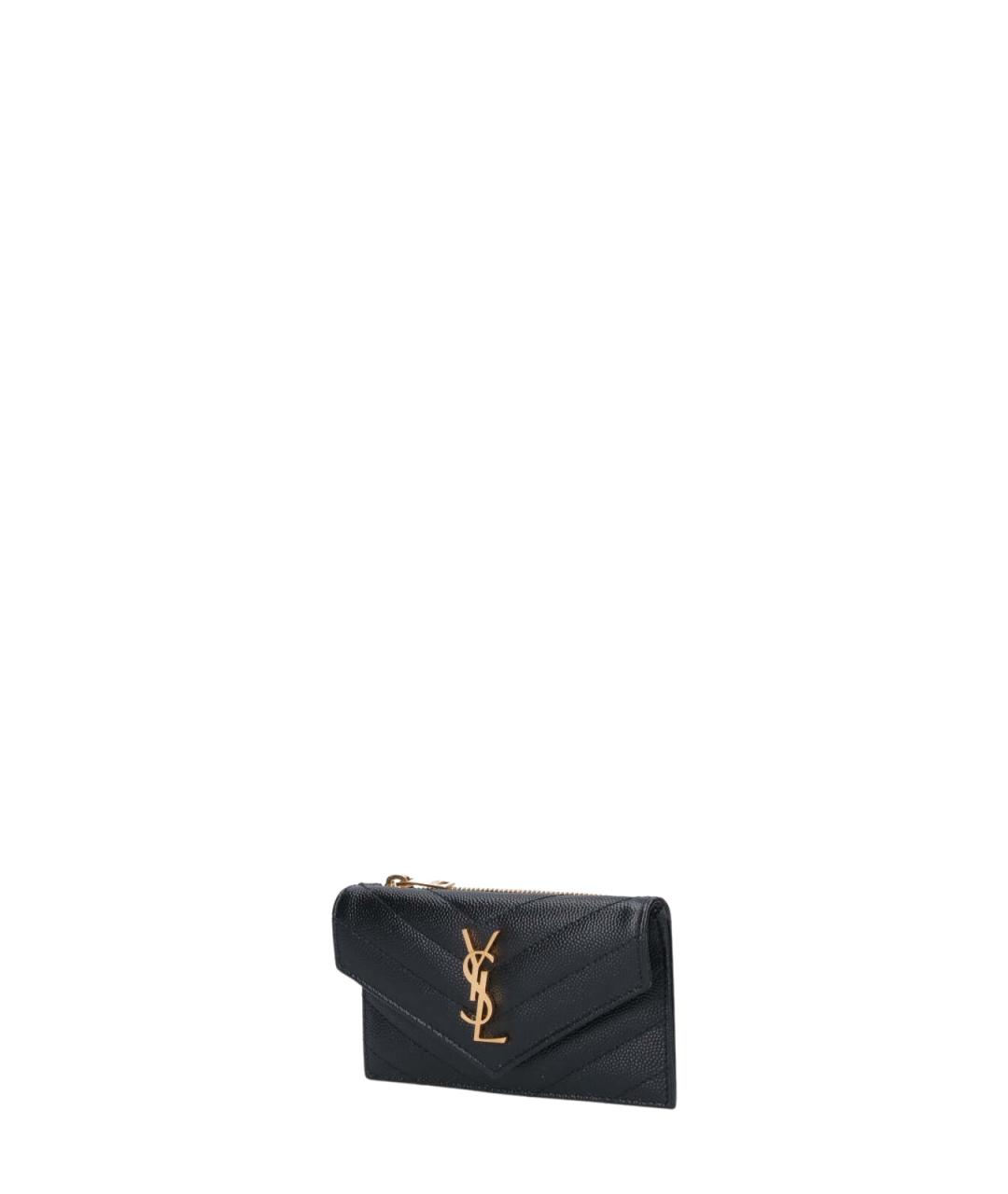 SAINT LAURENT Черный кожаный кошелек, фото 2