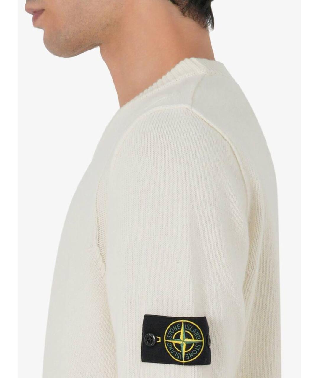 STONE ISLAND Бежевый шерстяной джемпер / свитер, фото 4