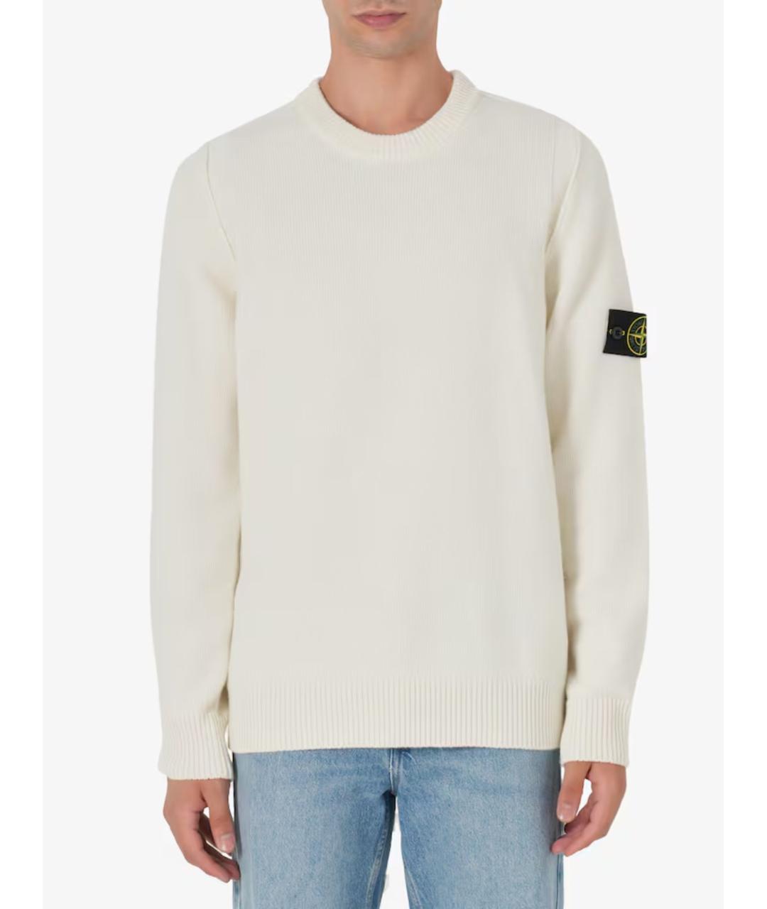 STONE ISLAND Бежевый шерстяной джемпер / свитер, фото 2