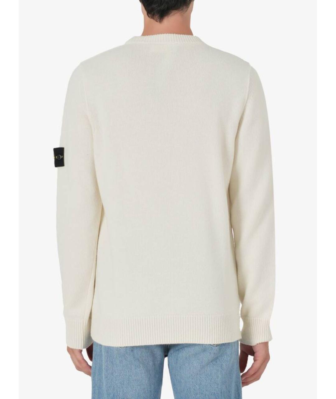 STONE ISLAND Бежевый шерстяной джемпер / свитер, фото 3