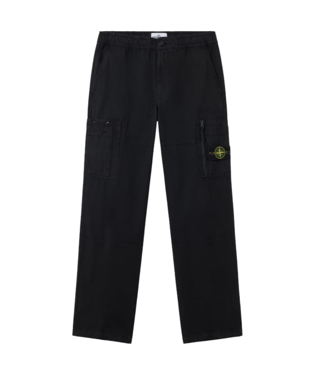 STONE ISLAND Черные хлопковые повседневные брюки, фото 1