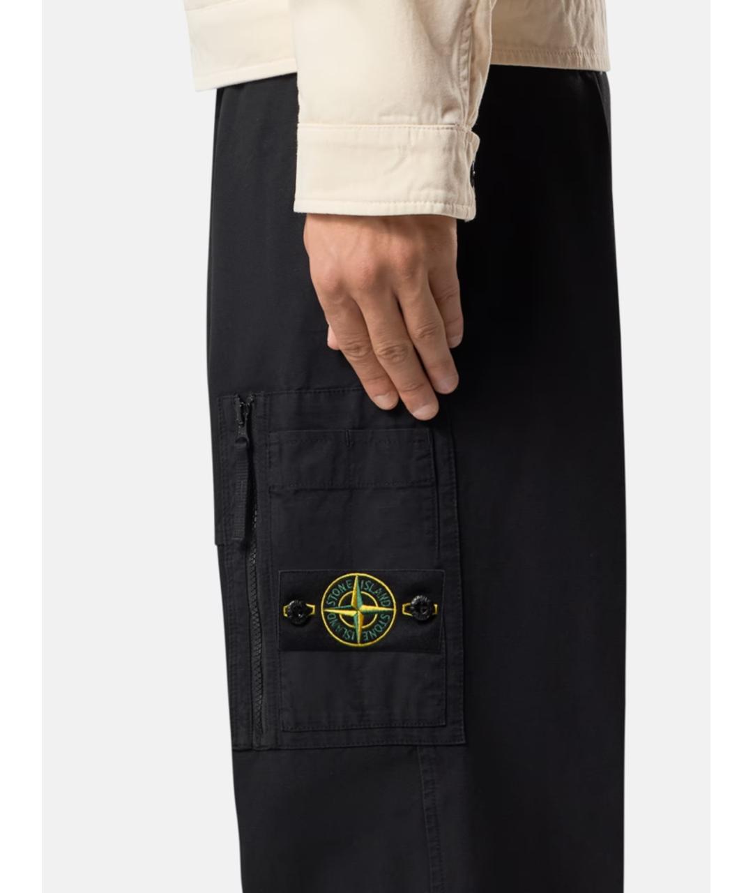 STONE ISLAND Черные хлопковые повседневные брюки, фото 4