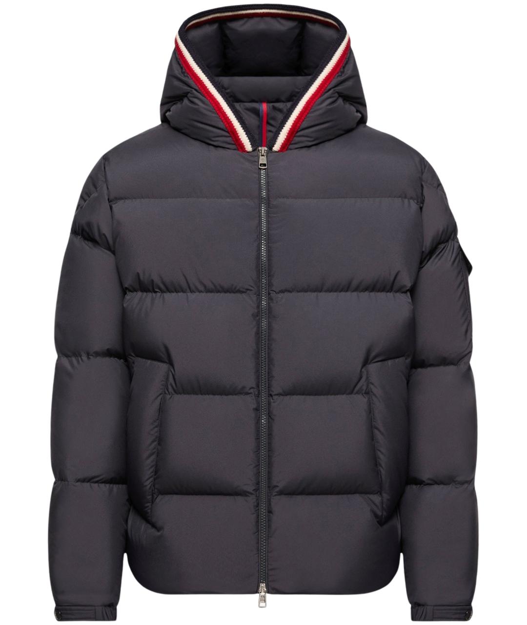 MONCLER Темно-синий полиэстеровый пуховик, фото 1