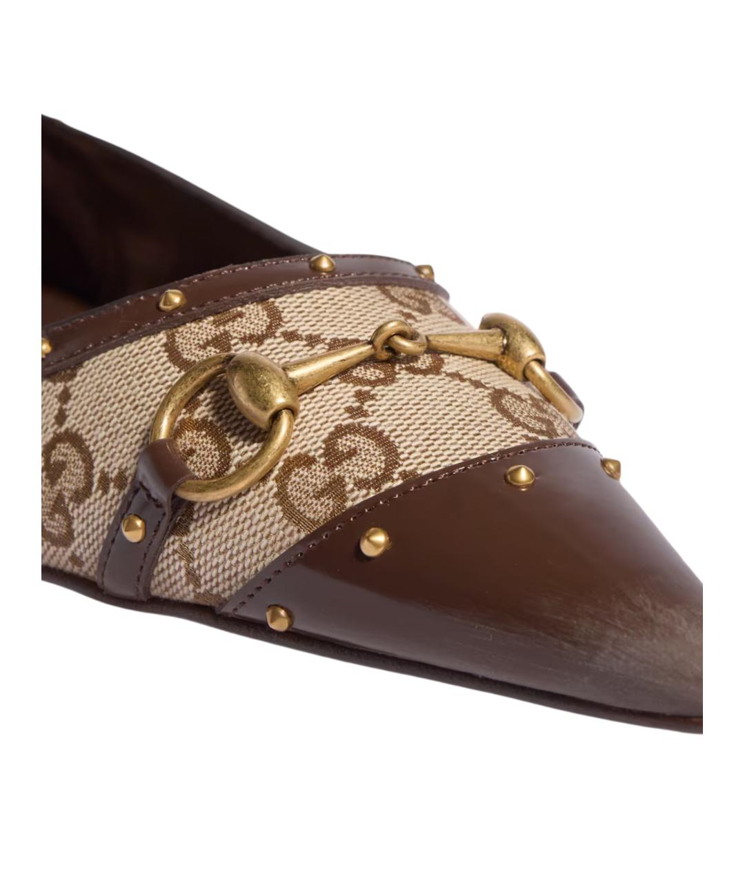 GUCCI Бежевые текстильные балетки, фото 5