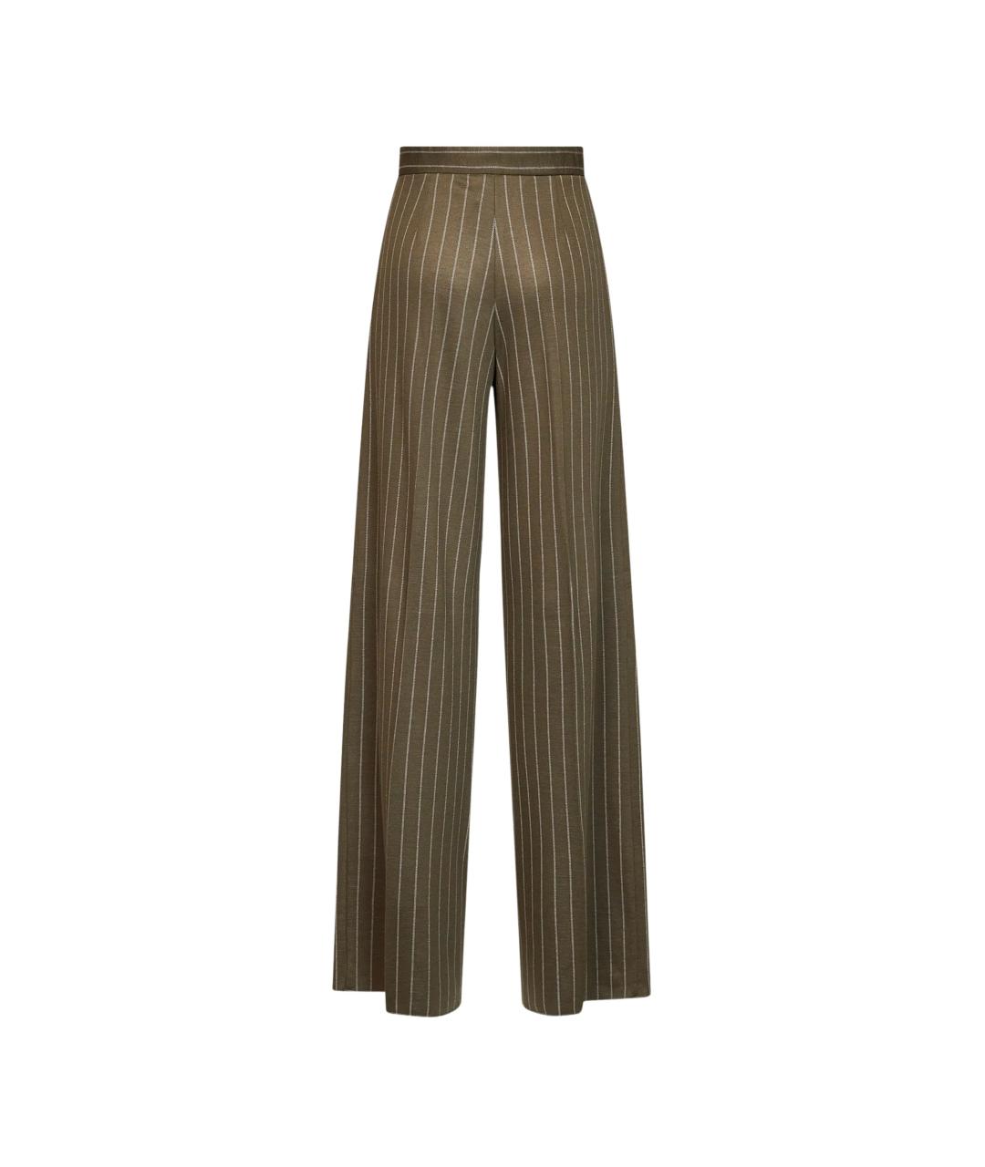 MAX MARA Хаки вискозные прямые брюки, фото 2
