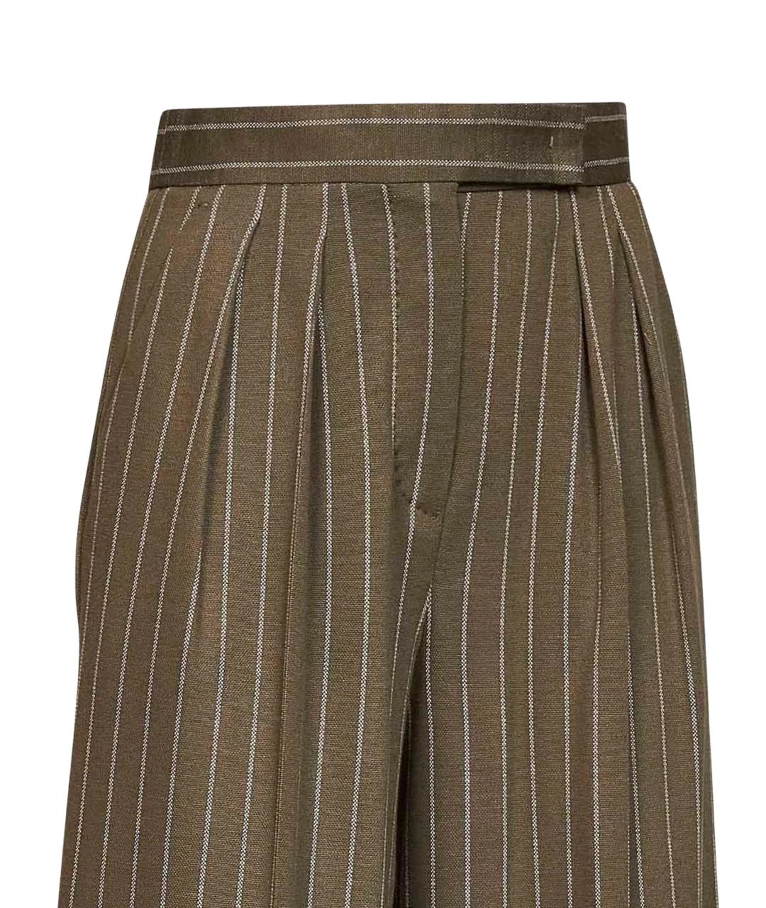 MAX MARA Хаки вискозные прямые брюки, фото 3