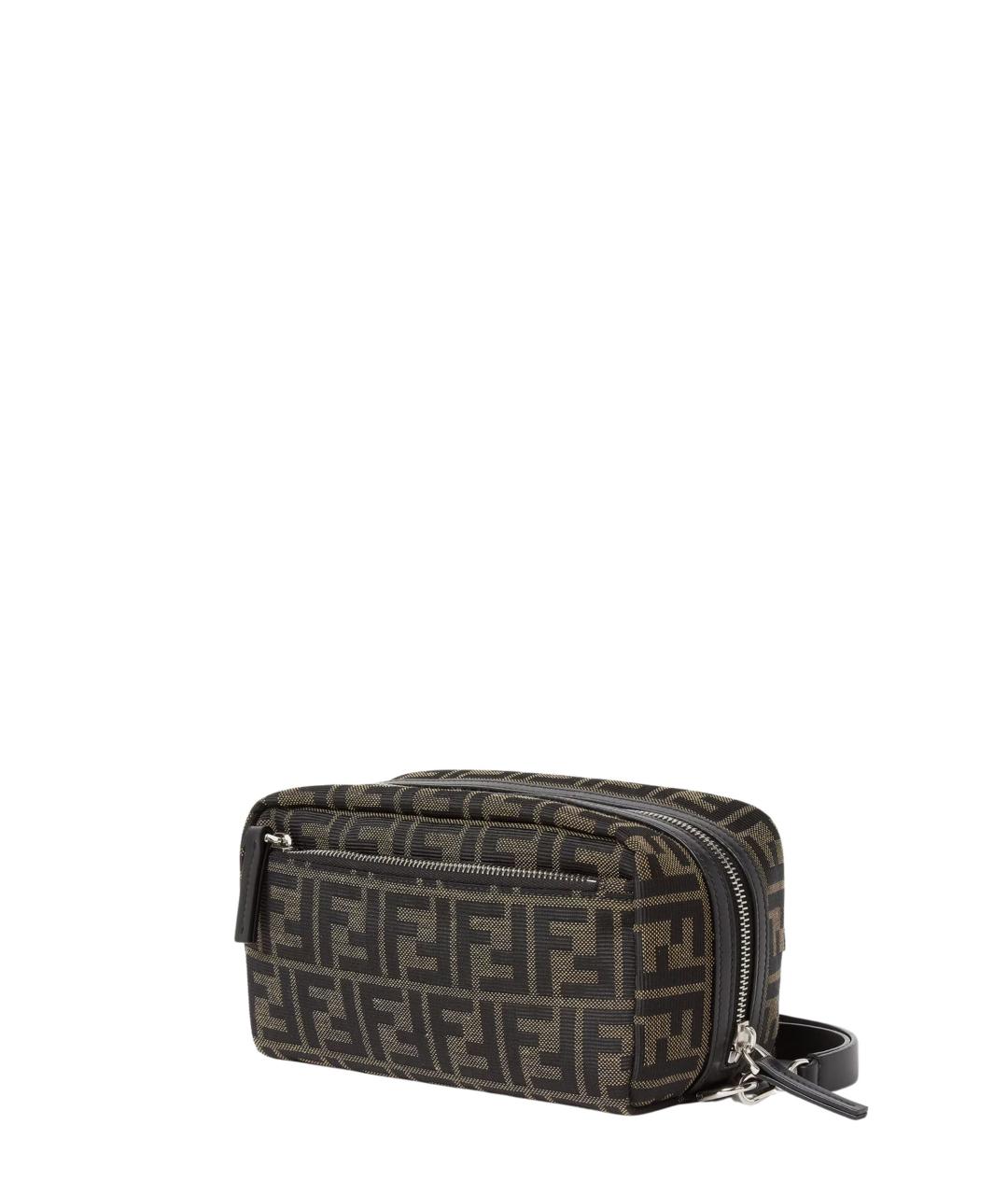 FENDI Коричневая тканевая косметичка, фото 2