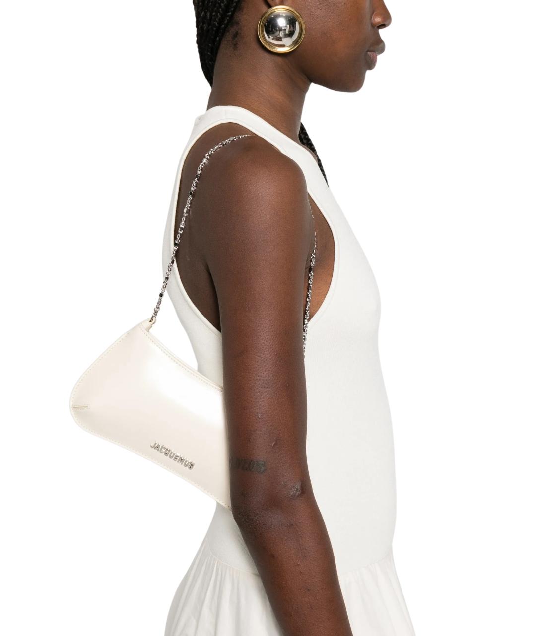 JACQUEMUS Белая кожаная сумка через плечо, фото 5