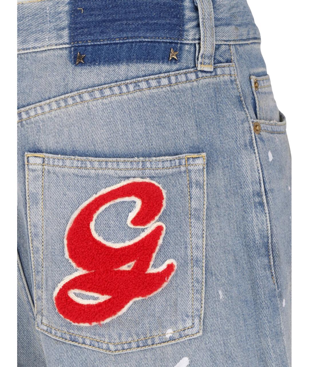 GOLDEN GOOSE Голубые хлопковые прямые джинсы, фото 4