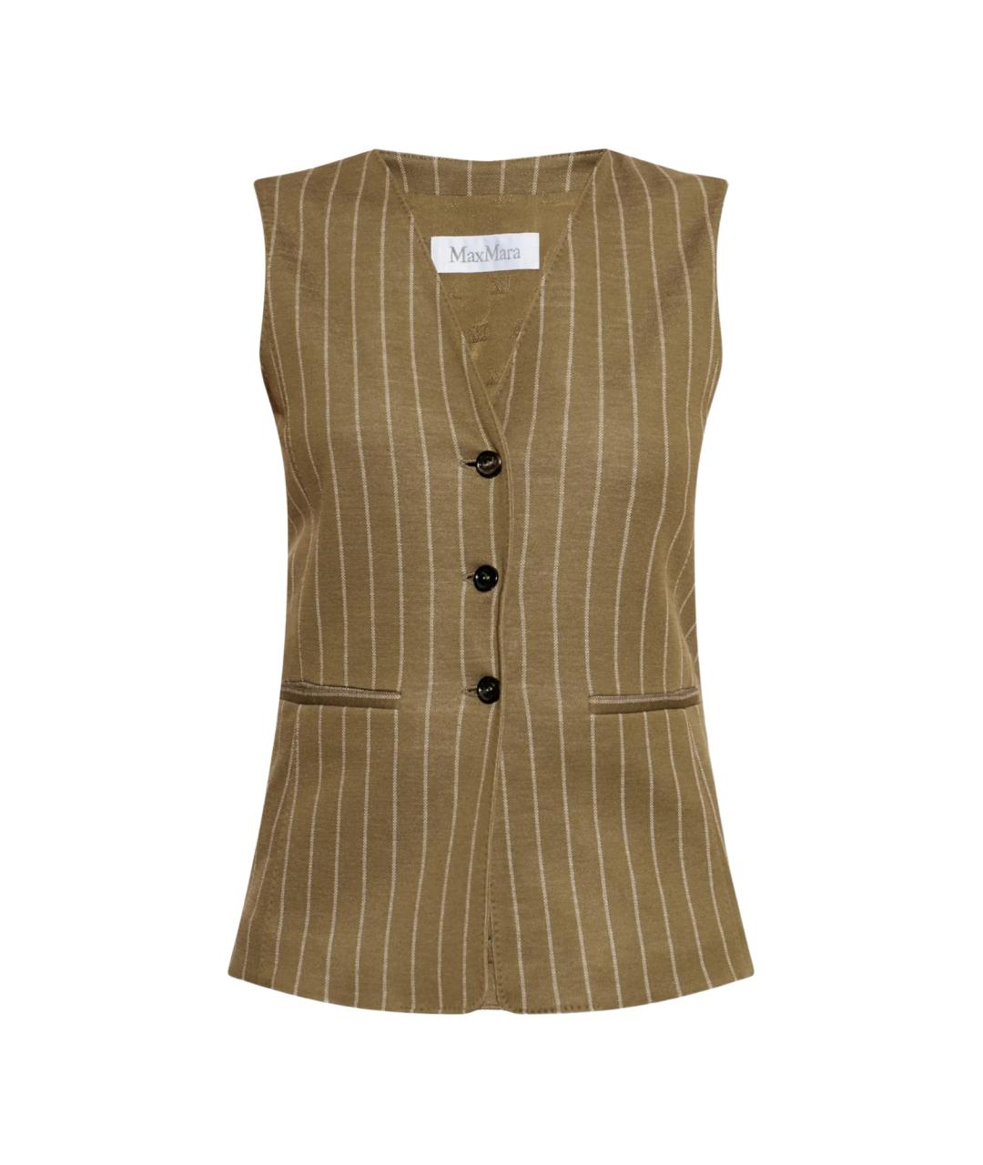 MAX MARA Хаки вискозная жилетка, фото 1
