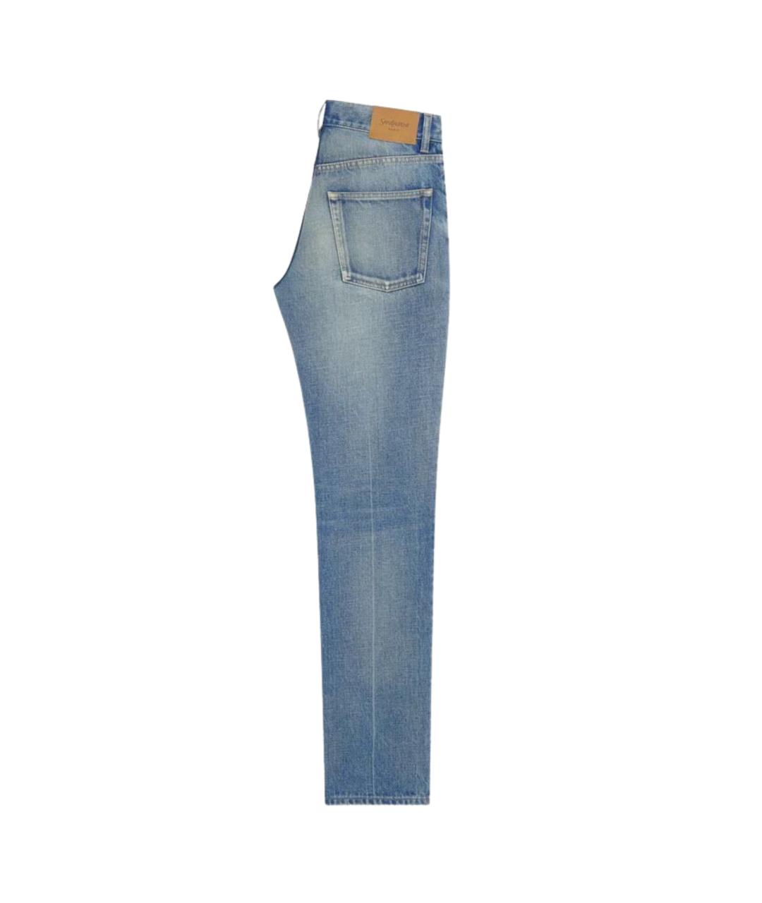 SAINT LAURENT Голубые хлопковые прямые джинсы, фото 2