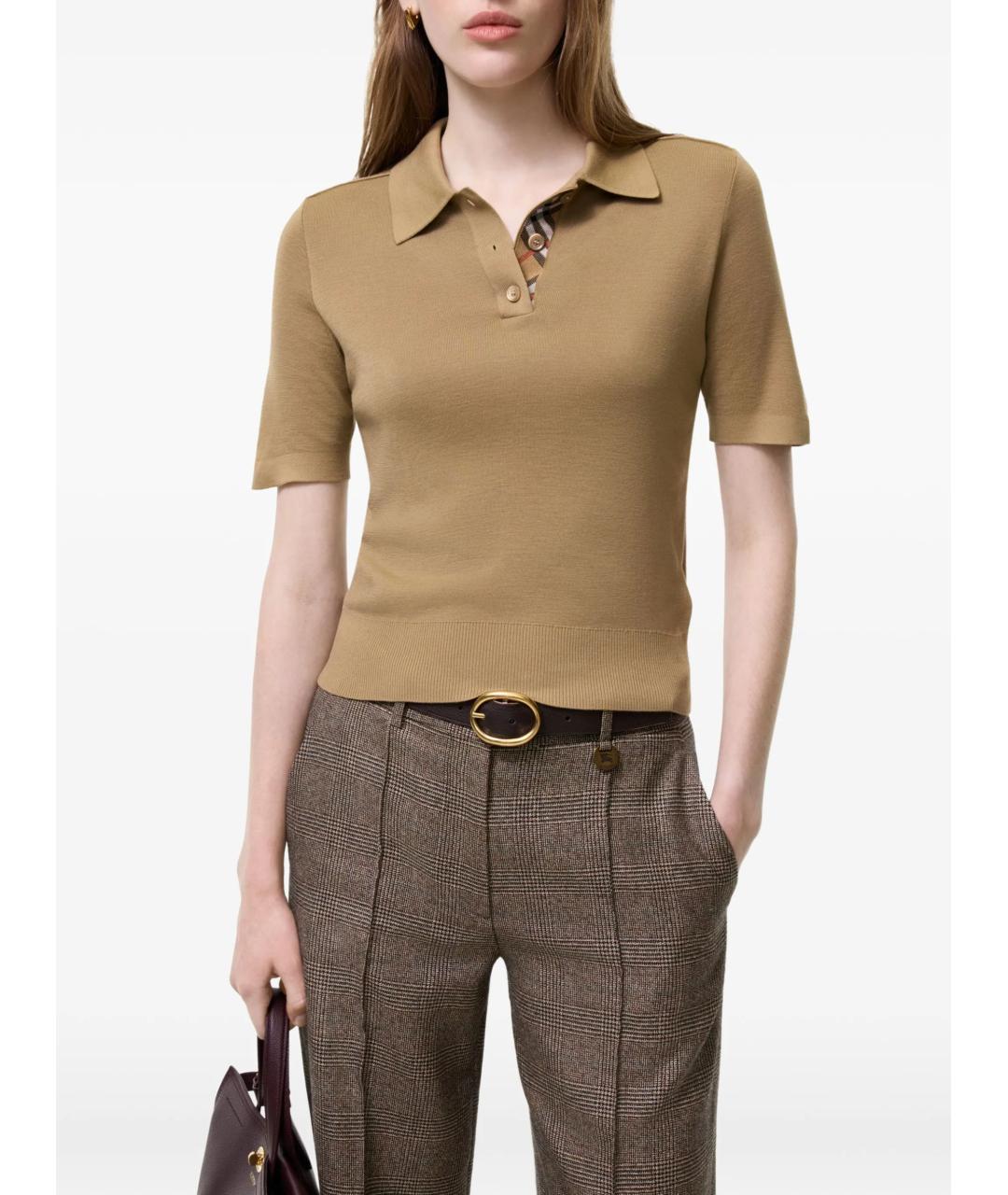 BURBERRY Бежевая шерстяная футболка, фото 2