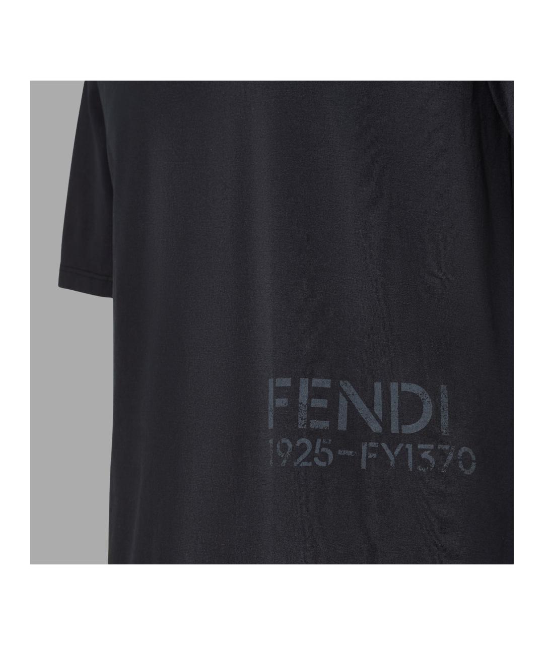 FENDI Черная хлопковая футболка, фото 3