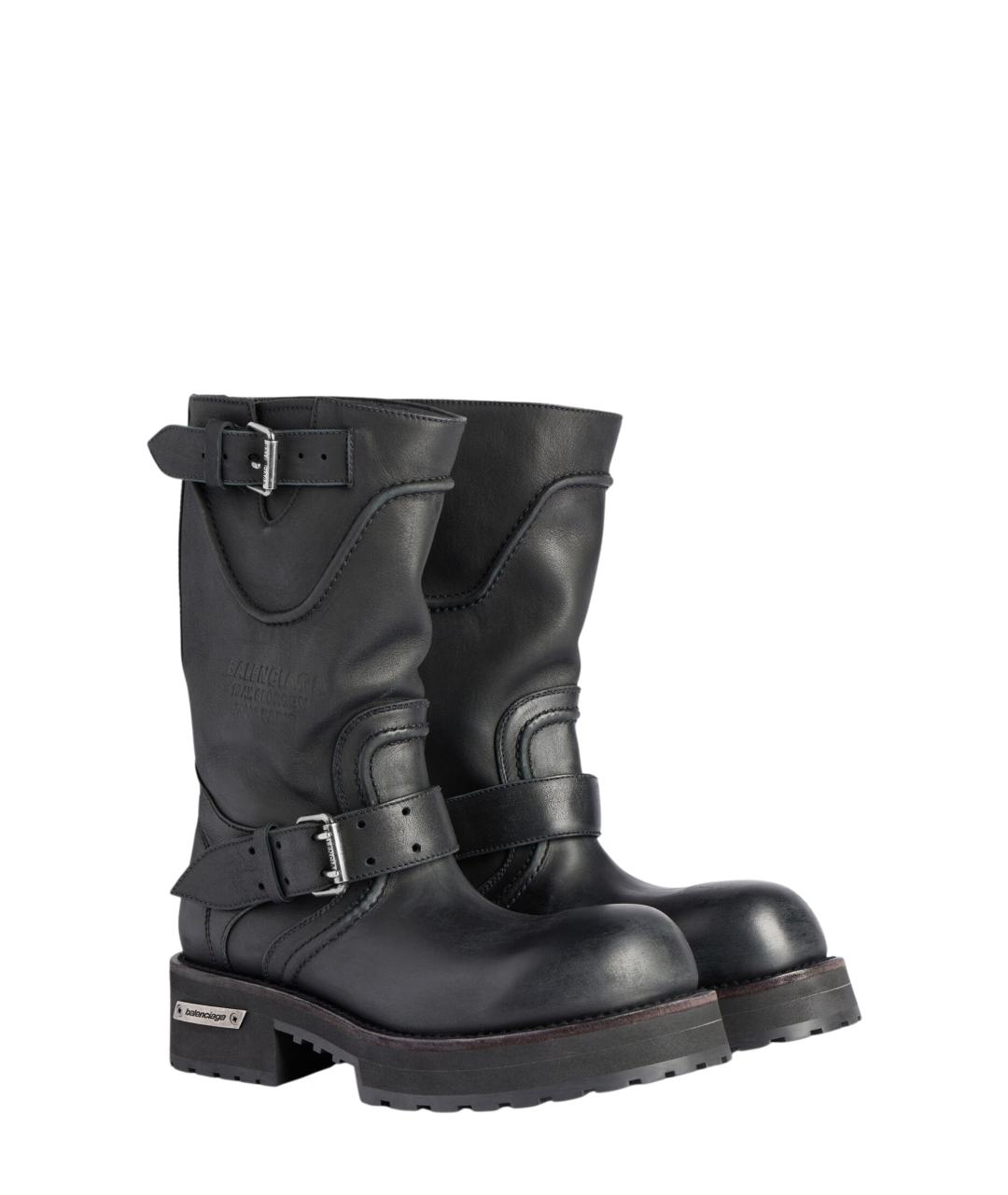 BALENCIAGA Черные кожаные сапоги, фото 2