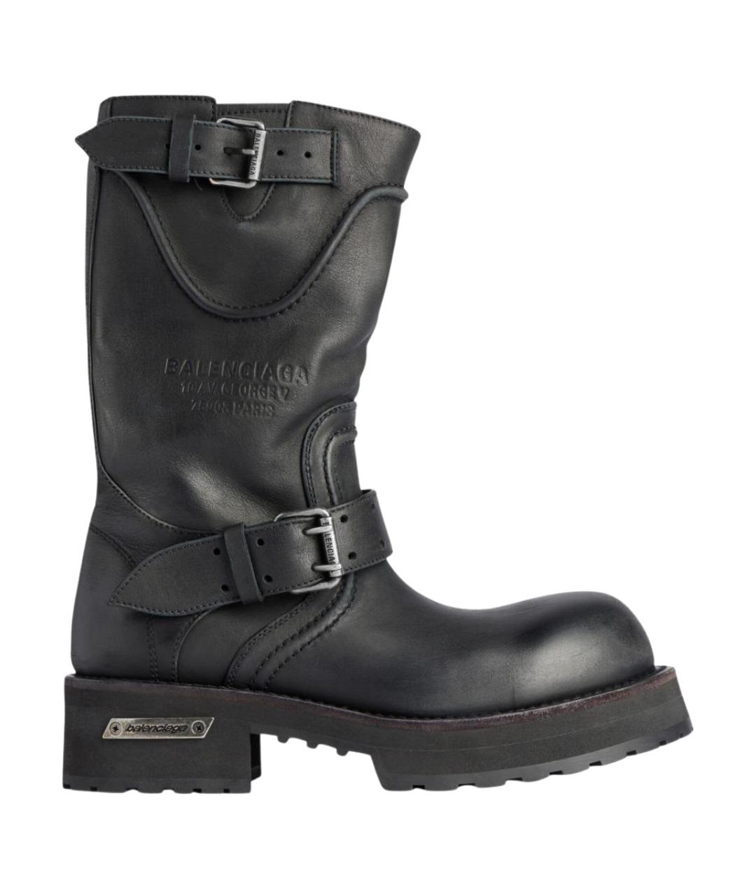 BALENCIAGA Черные кожаные сапоги, фото 1