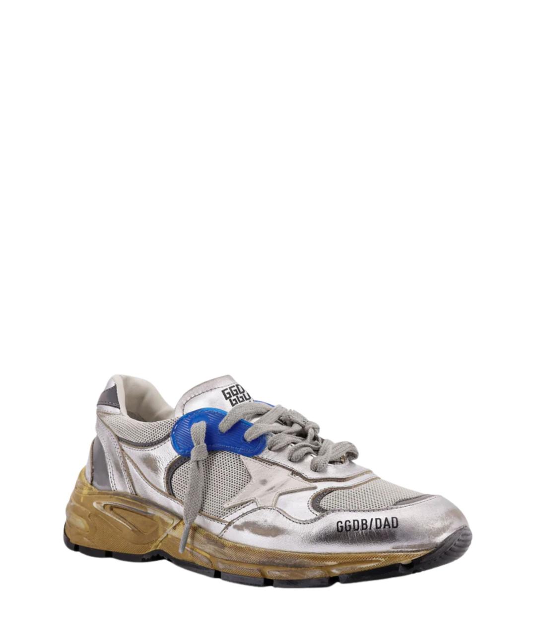 GOLDEN GOOSE Серебряные кожаные кроссовки, фото 2
