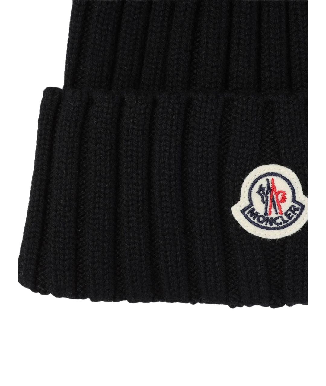 MONCLER Черная шерстяная шапка, фото 2