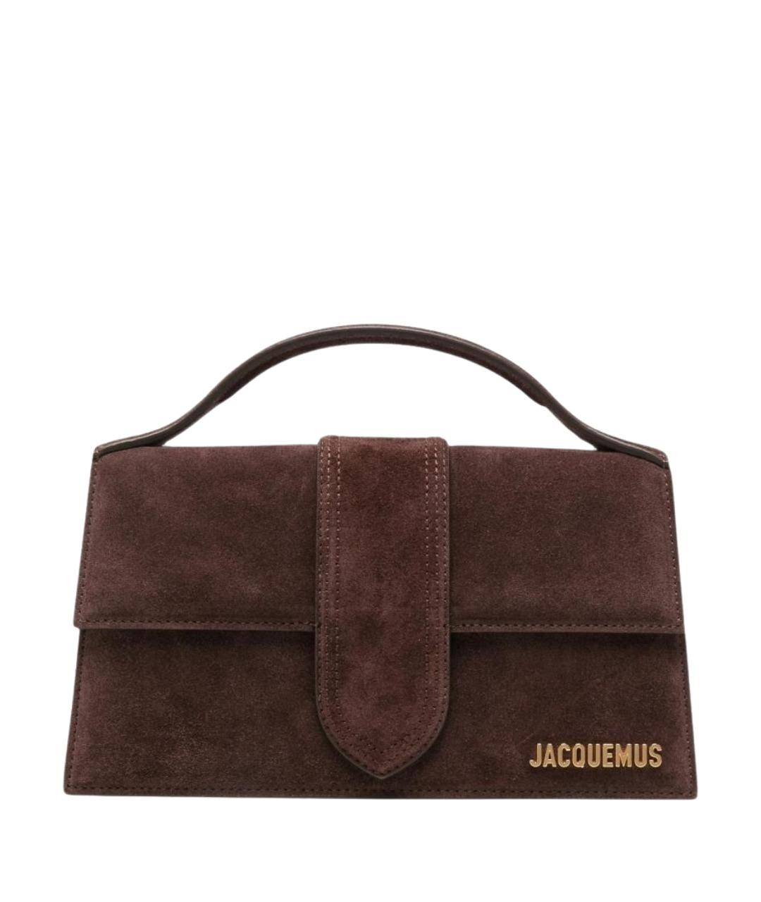 JACQUEMUS Коричневая замшевая сумка с короткими ручками, фото 1