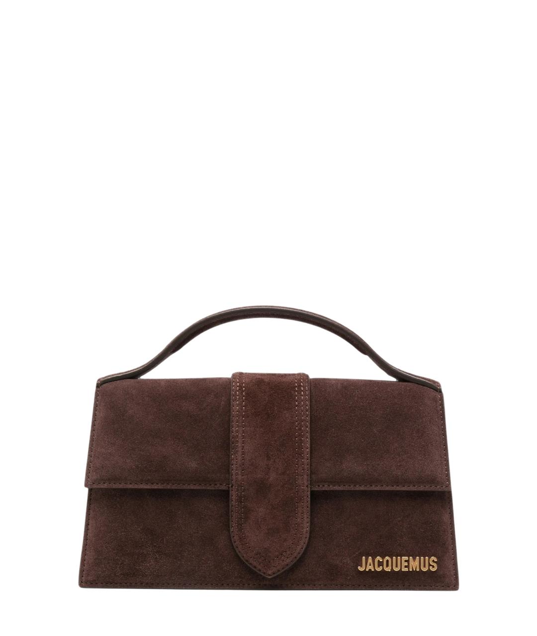 JACQUEMUS Коричневая замшевая сумка с короткими ручками, фото 5