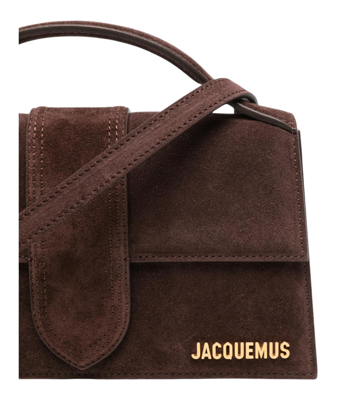 JACQUEMUS Коричневая замшевая сумка с короткими ручками, фото 3