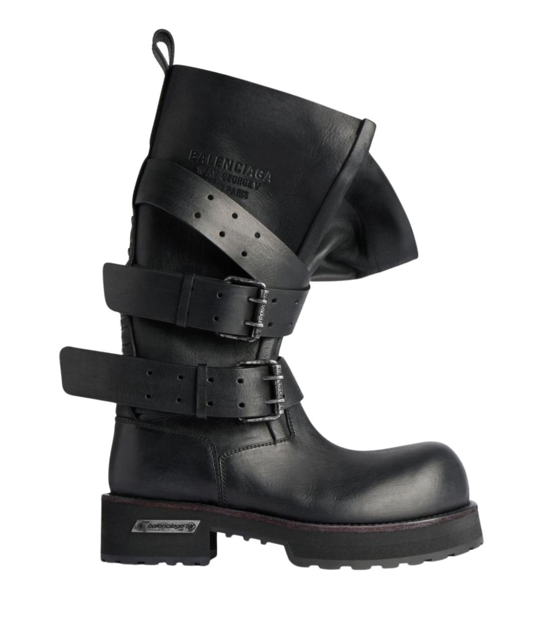 BALENCIAGA Черные кожаные сапоги, фото 1