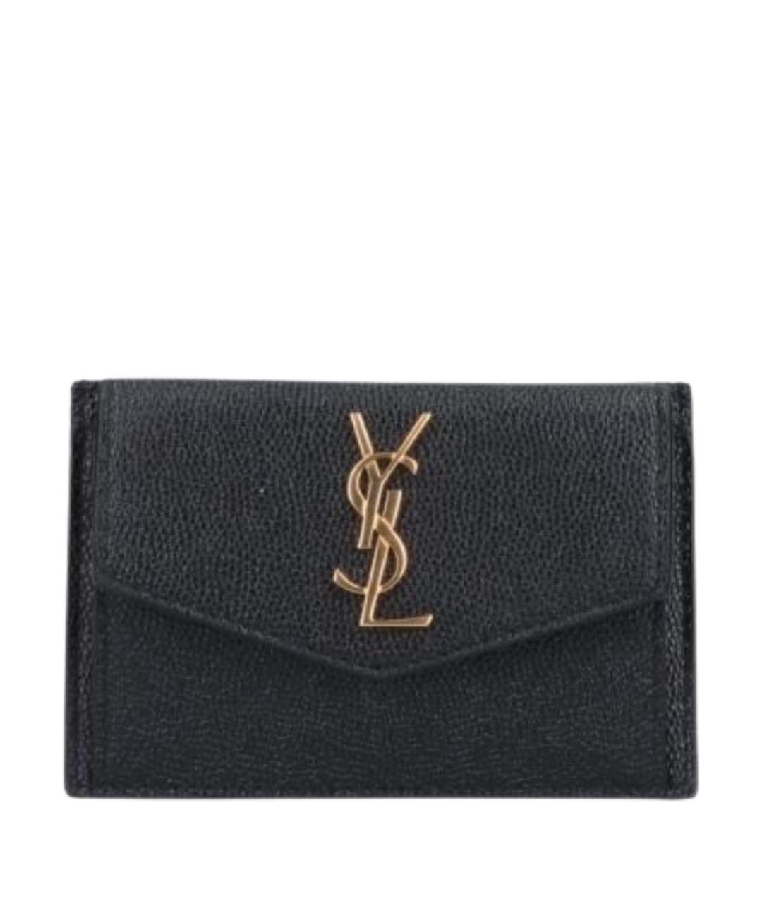 SAINT LAURENT Черный кожаный кардхолдер, фото 1