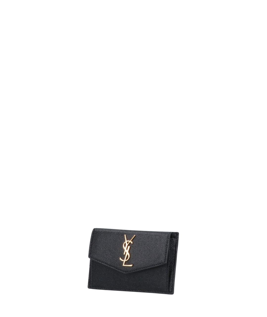 SAINT LAURENT Черный кожаный кардхолдер, фото 2