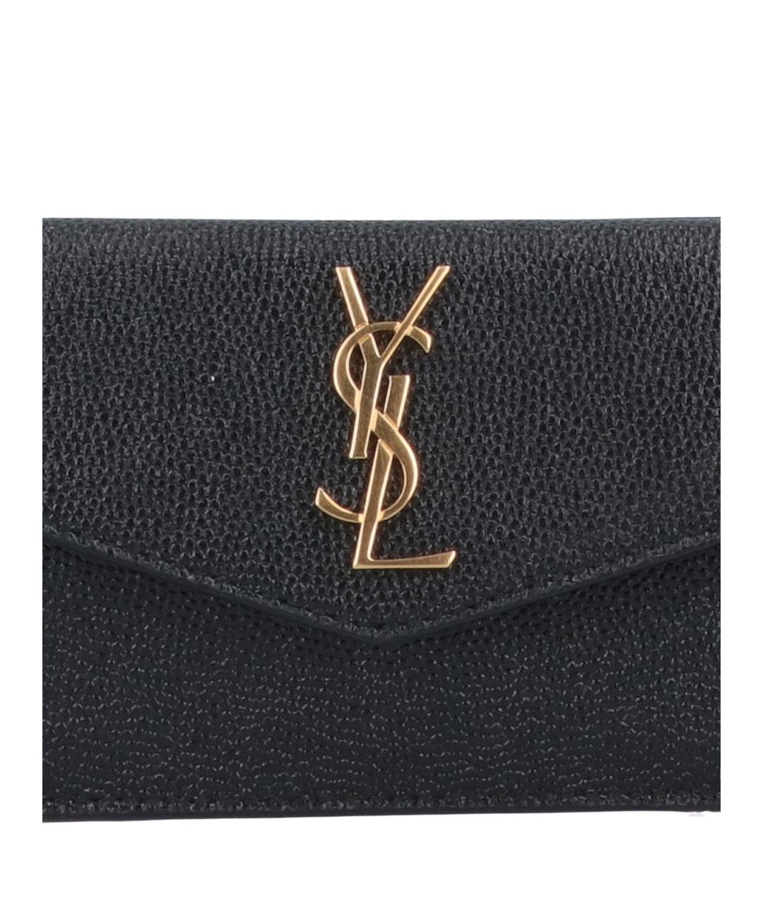 SAINT LAURENT Черный кожаный кардхолдер, фото 4