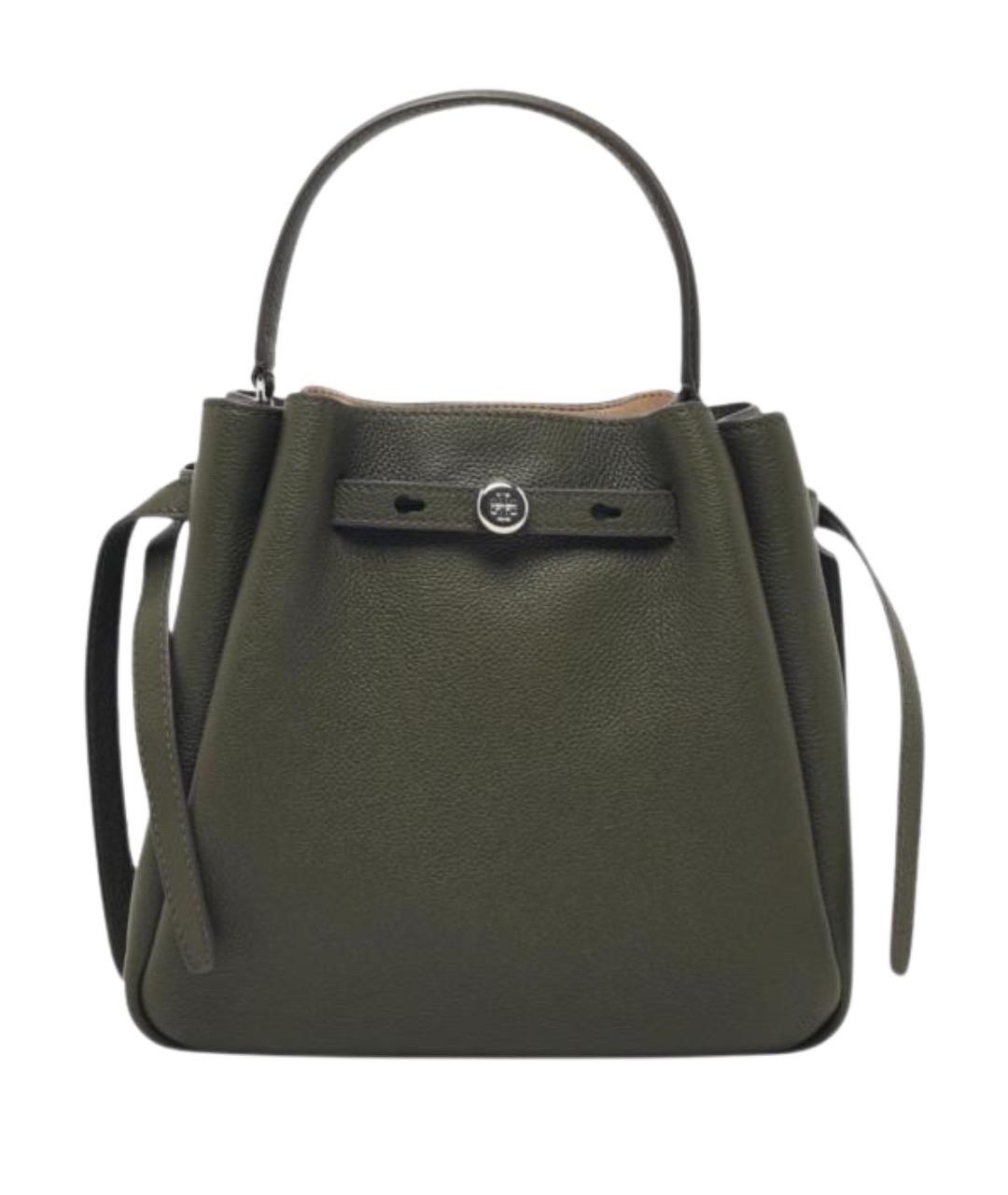 TORY BURCH Зеленая кожаная сумка с короткими ручками, фото 1