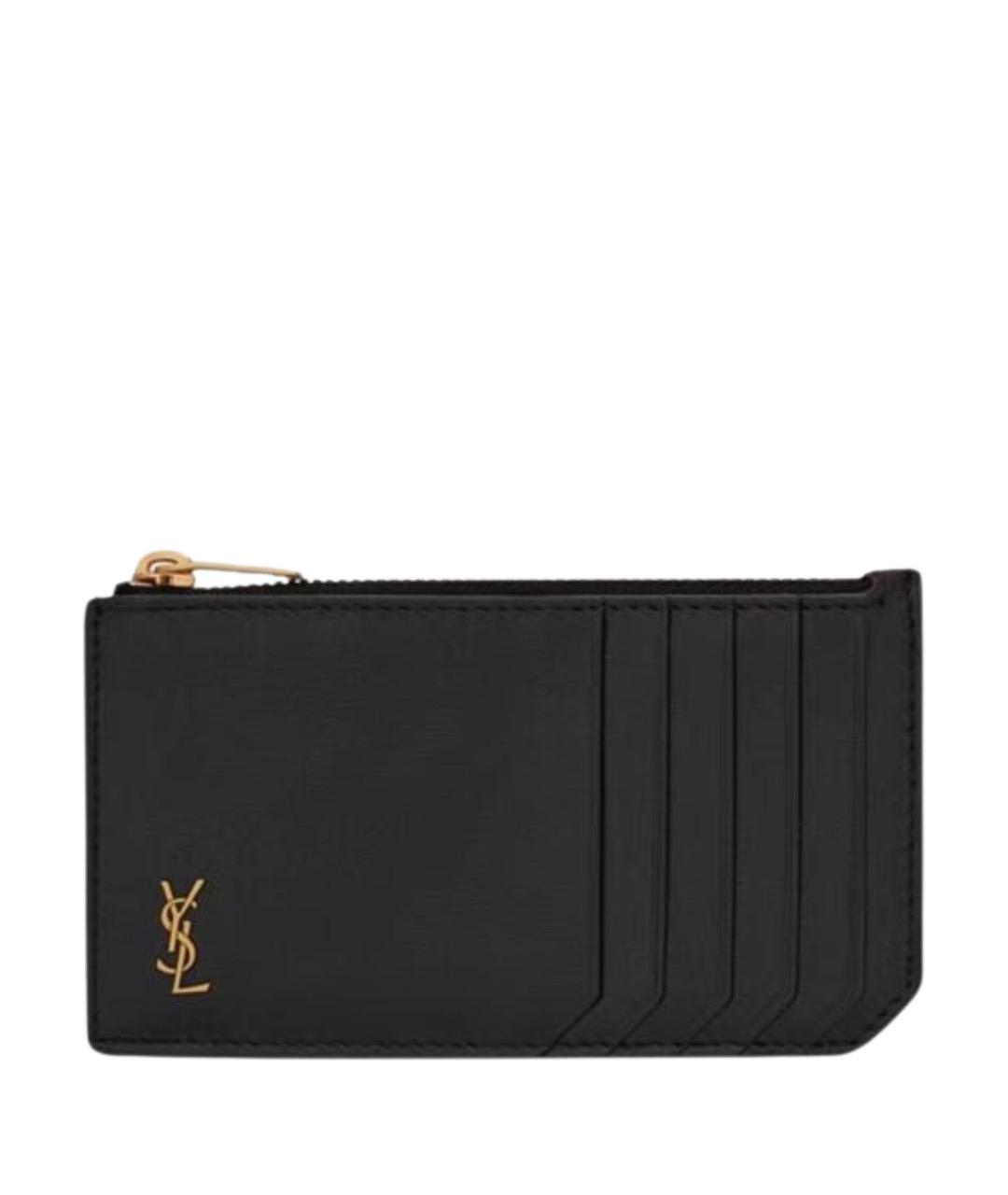SAINT LAURENT Черный кожаный кардхолдер, фото 1