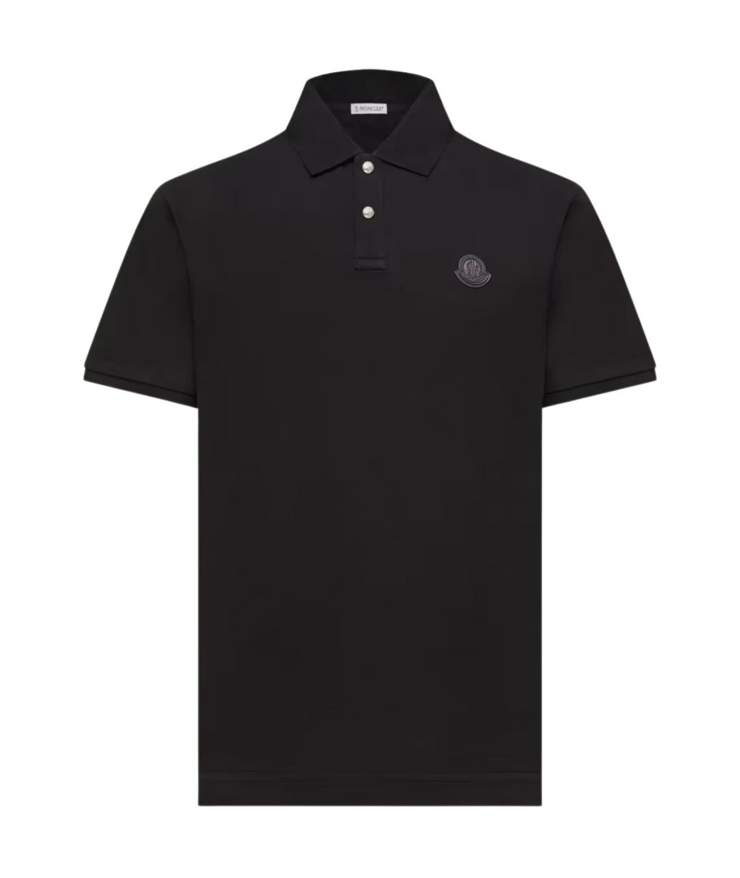 MONCLER Черное хлопковое поло с коротким рукавом, фото 1