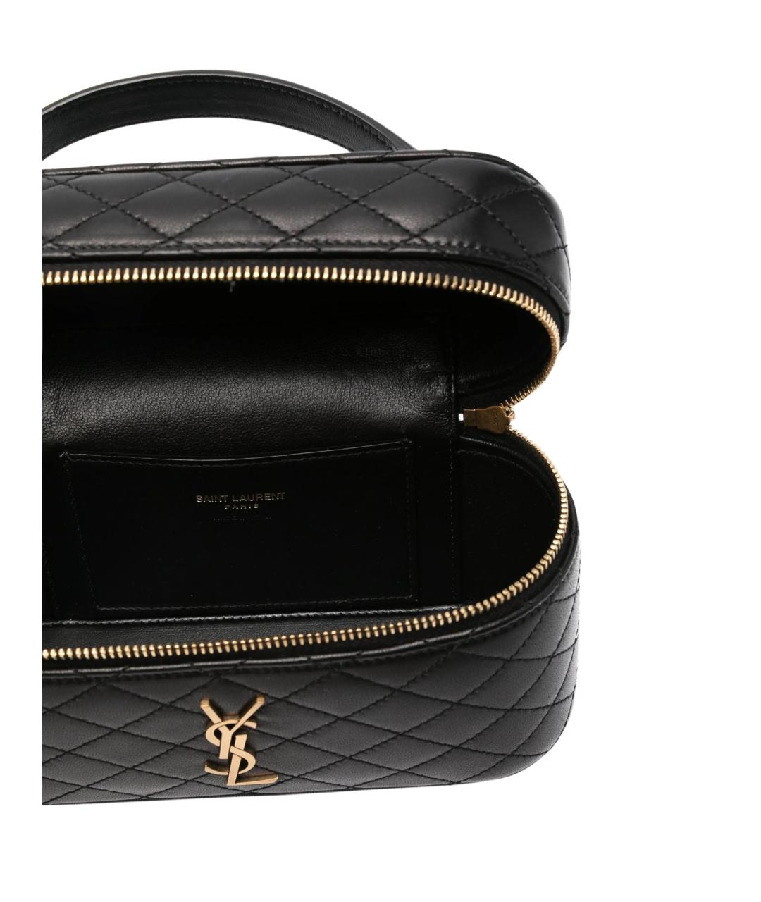 SAINT LAURENT Черная кожаная сумка с короткими ручками, фото 4