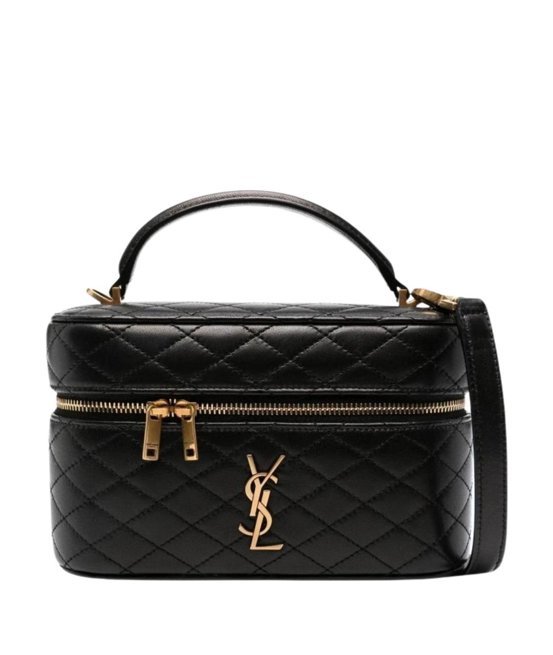 SAINT LAURENT Черная кожаная сумка с короткими ручками, фото 1