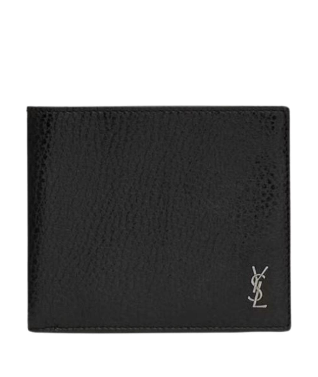 SAINT LAURENT Черный кожаный кошелек, фото 1