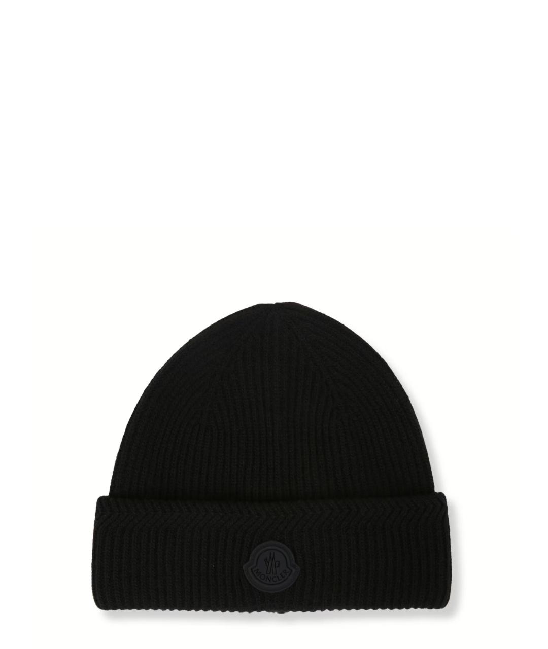 MONCLER Черная шерстяная шапка, фото 1
