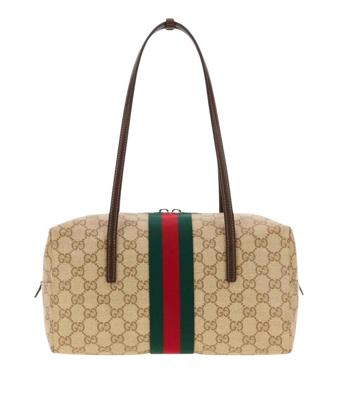 GUCCI Бежевая жаккардовая сумка тоут, фото 1