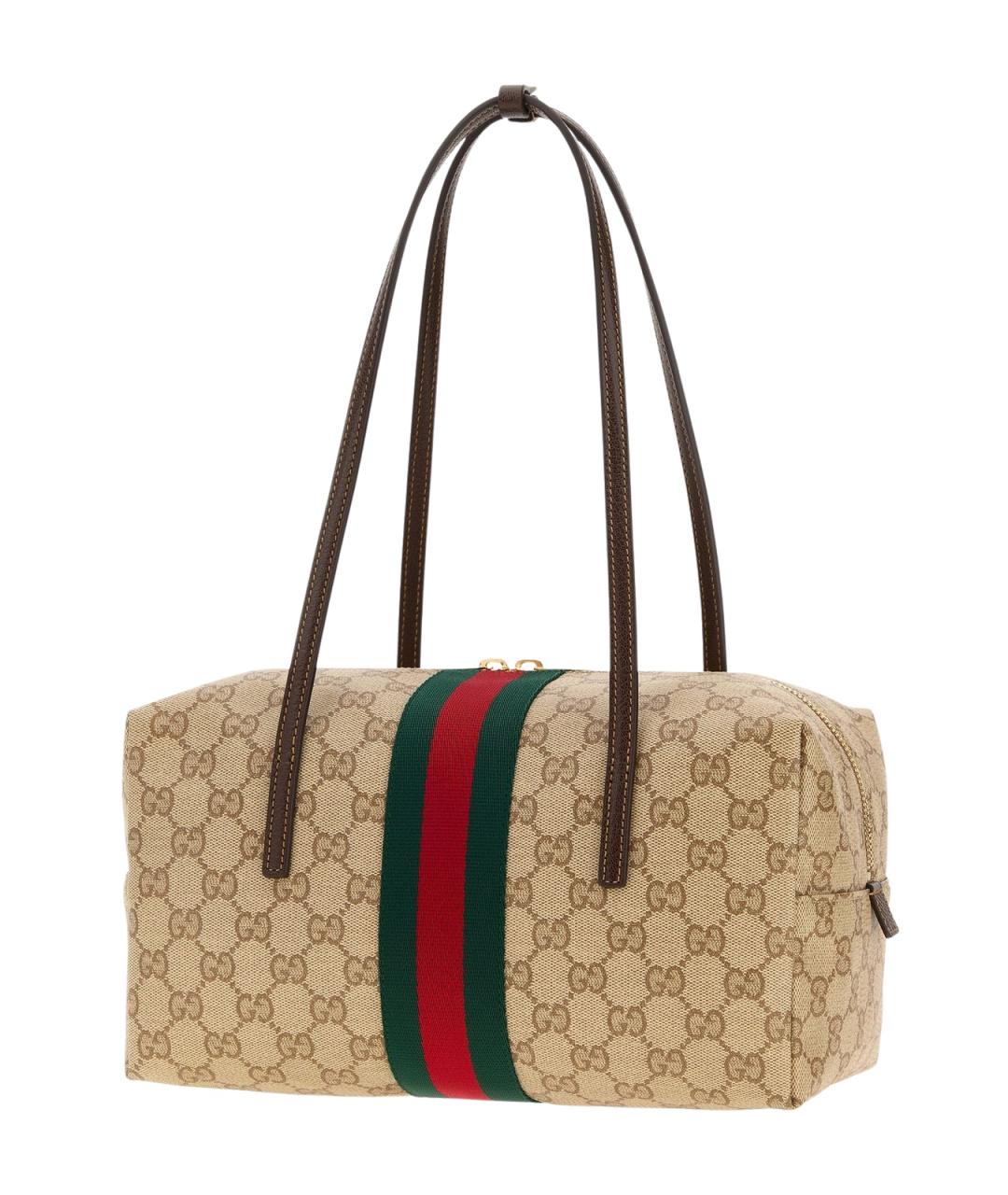 GUCCI Бежевая жаккардовая сумка тоут, фото 2