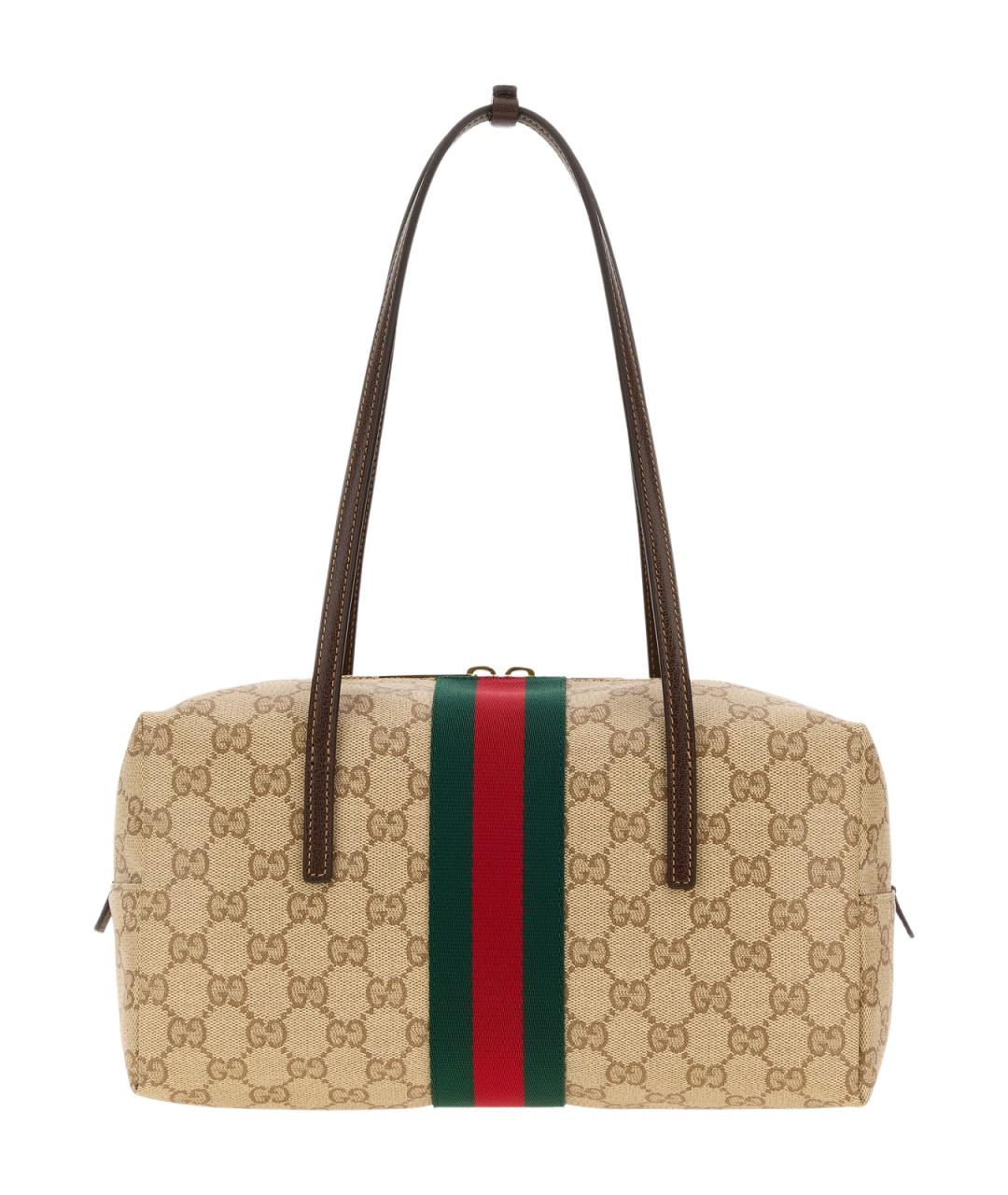 GUCCI Бежевая жаккардовая сумка тоут, фото 3