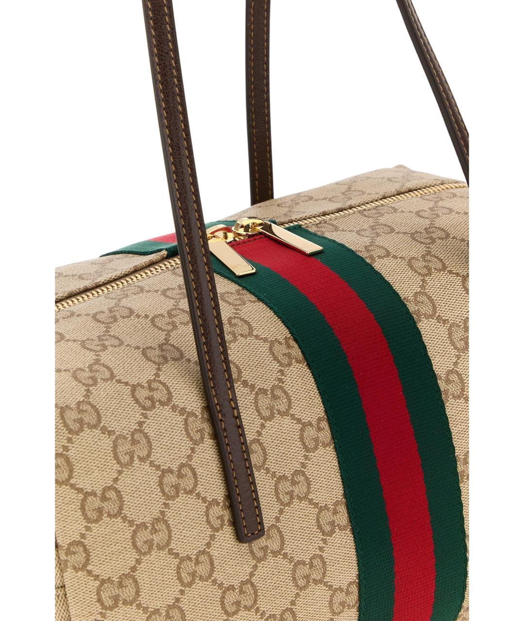 GUCCI Бежевая жаккардовая сумка тоут, фото 4