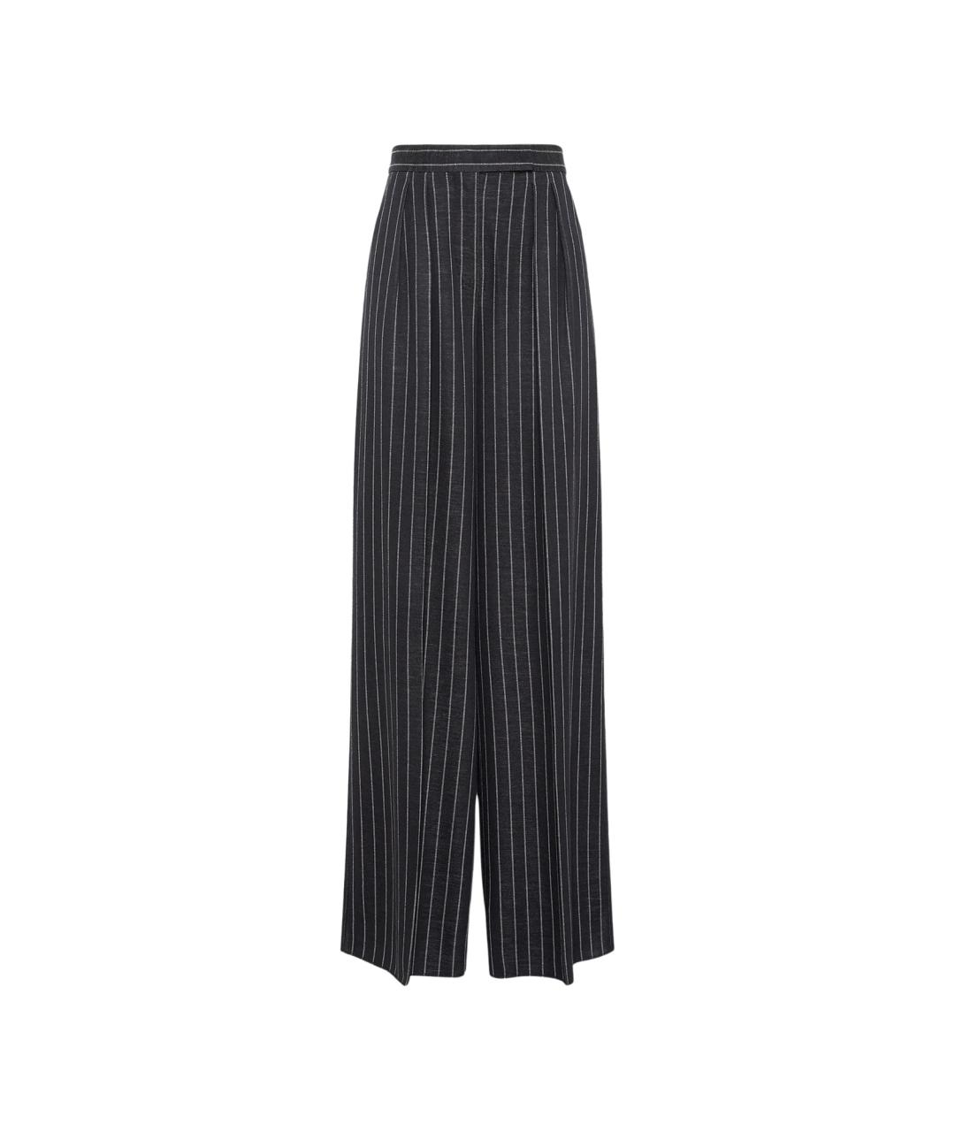 MAX MARA Темно-синие шерстяные брюки широкие, фото 1