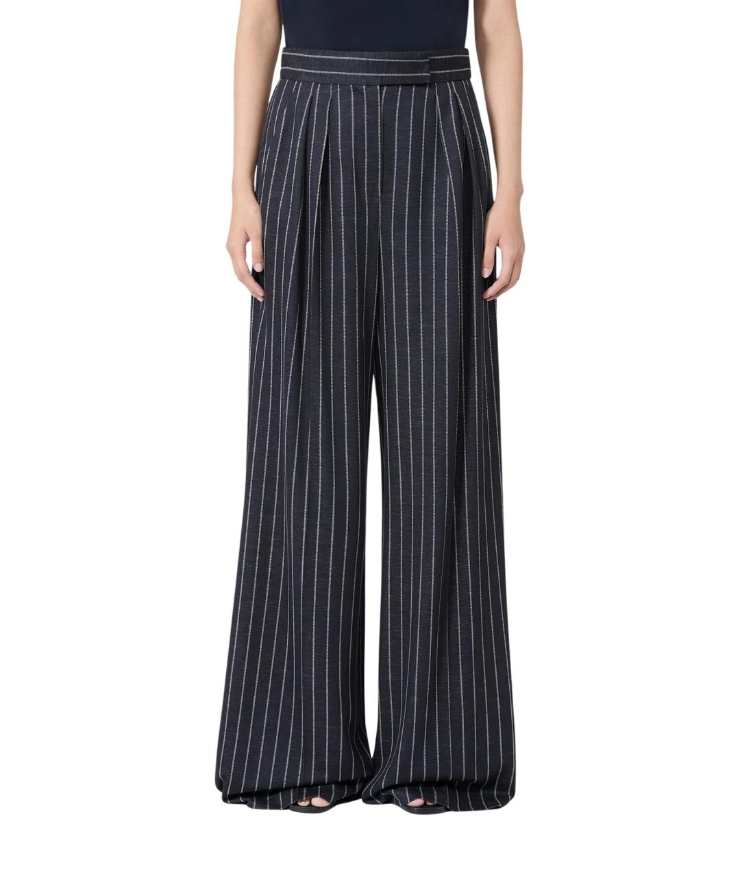 MAX MARA Темно-синие шерстяные брюки широкие, фото 2