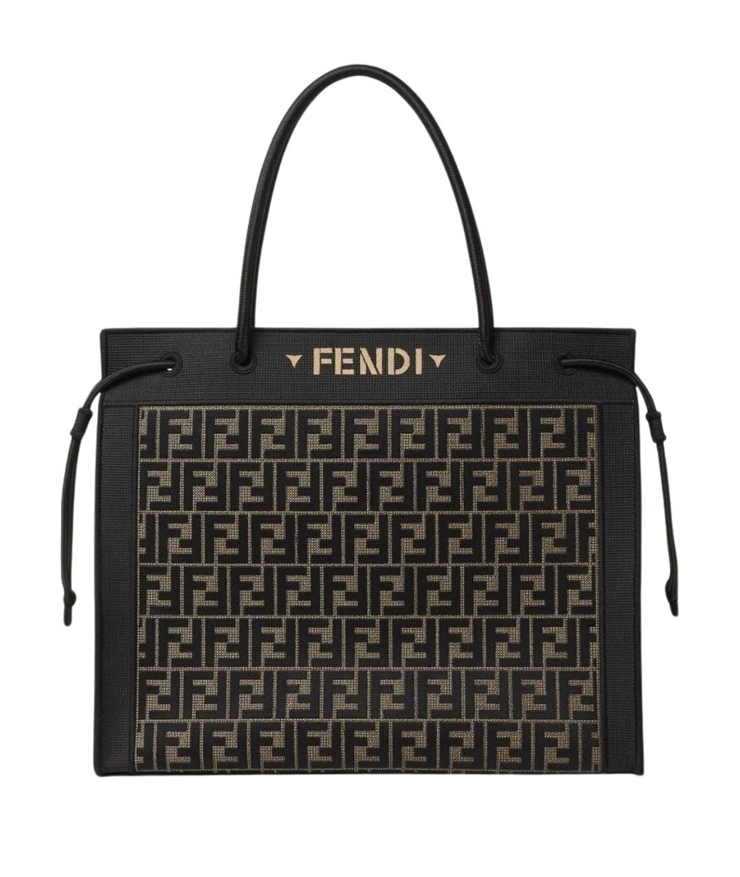 FENDI Коричневая хлопковая сумка тоут, фото 1