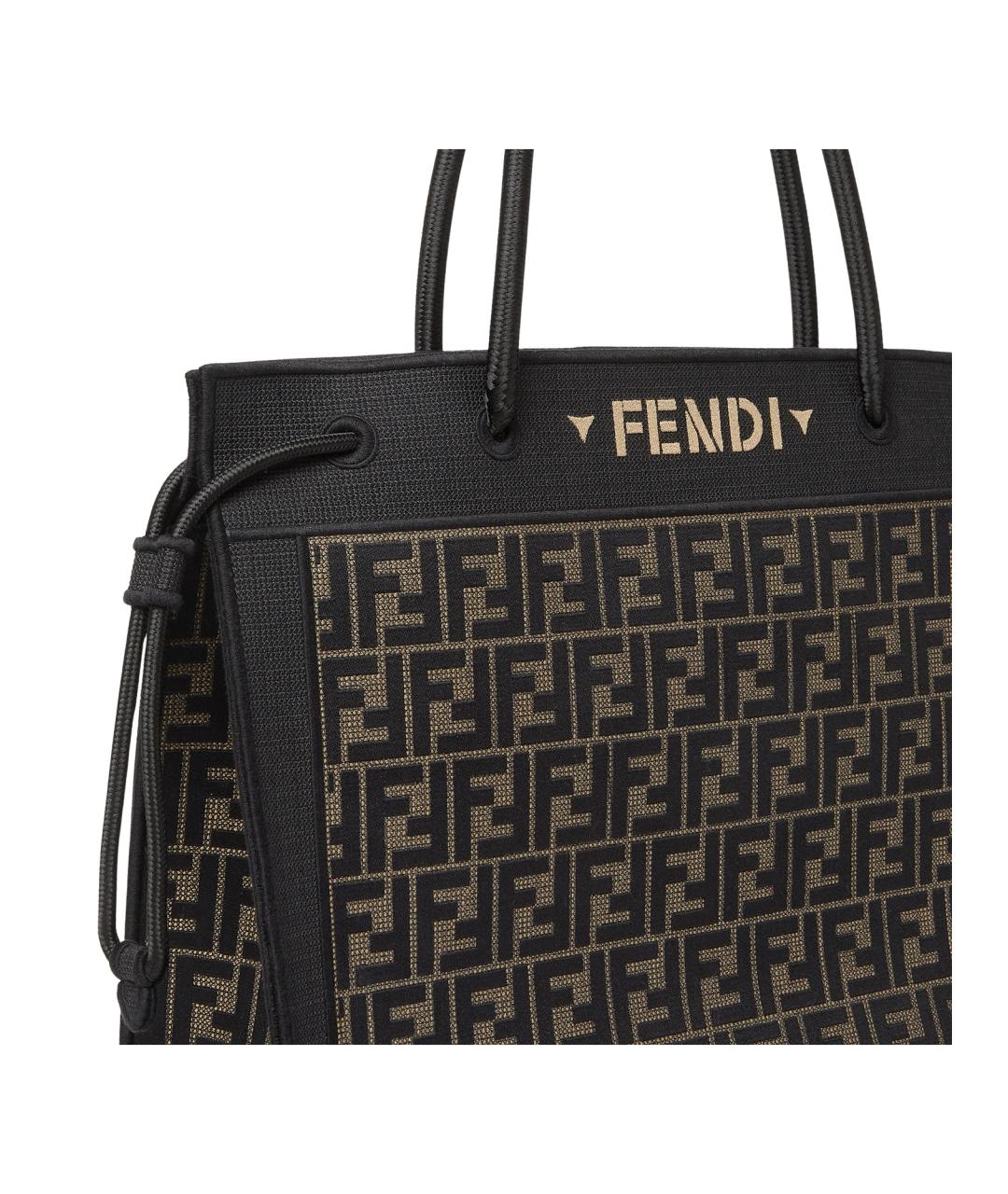 FENDI Коричневая хлопковая сумка тоут, фото 5