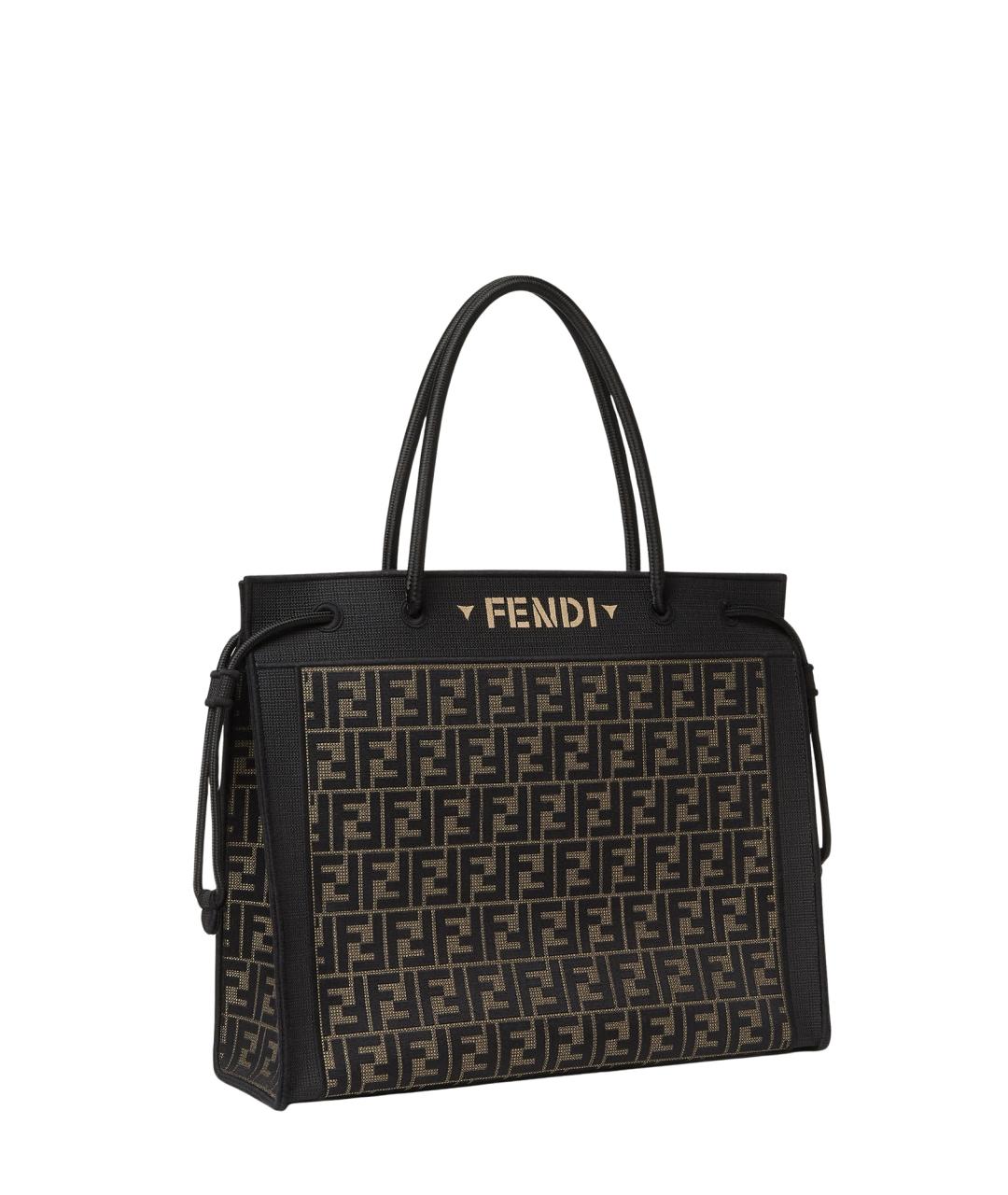 FENDI Коричневая хлопковая сумка тоут, фото 2