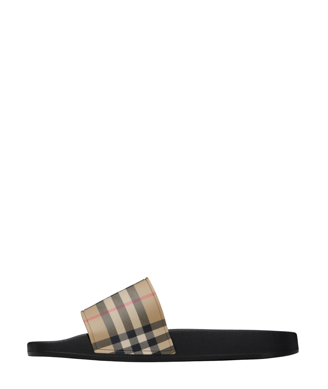 BURBERRY Бежевые резиновые шлепанцы, фото 4