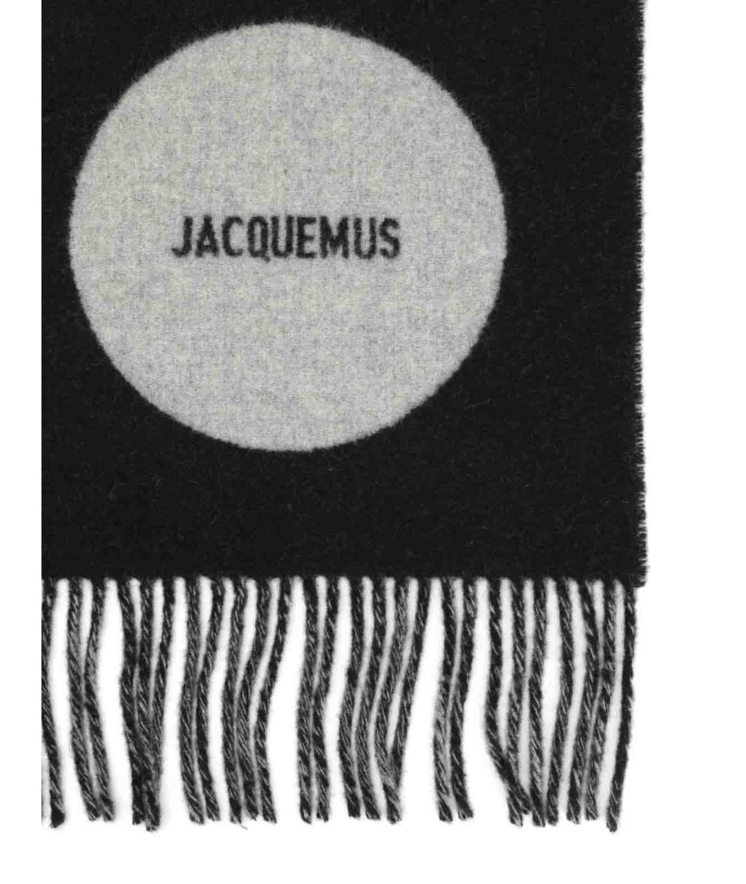 JACQUEMUS Черный шерстяной шарф, фото 3