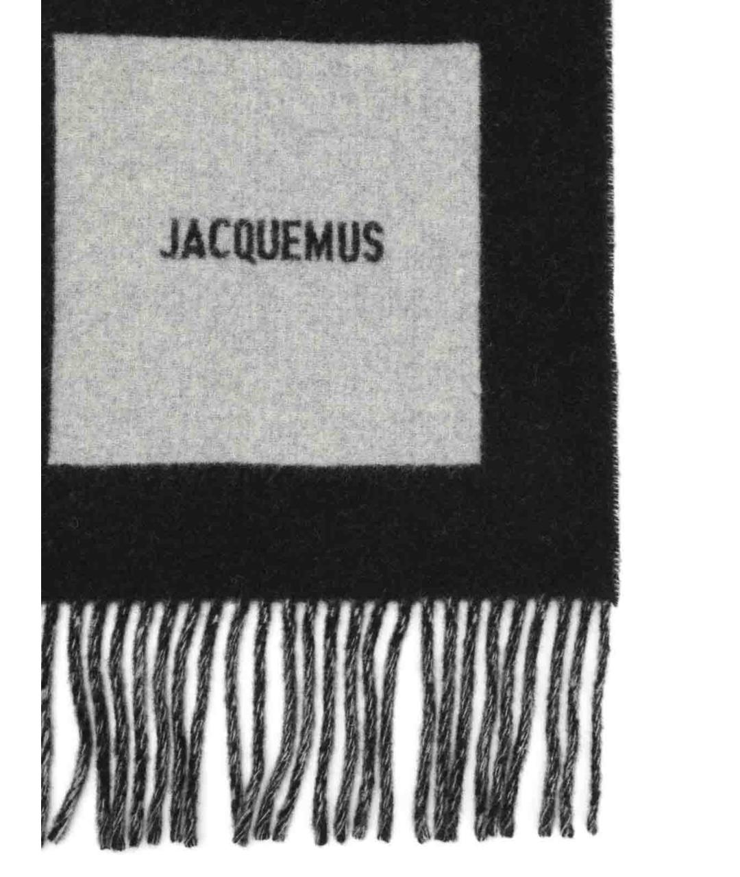 JACQUEMUS Черный шерстяной шарф, фото 2