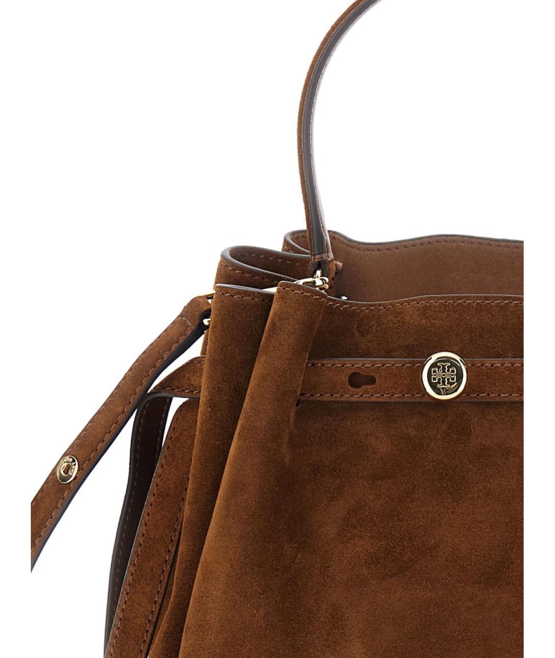 TORY BURCH Коричневая замшевая сумка с короткими ручками, фото 4