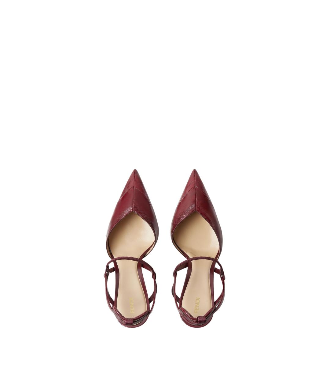 FENDI Бордовые кожаные туфли, фото 4