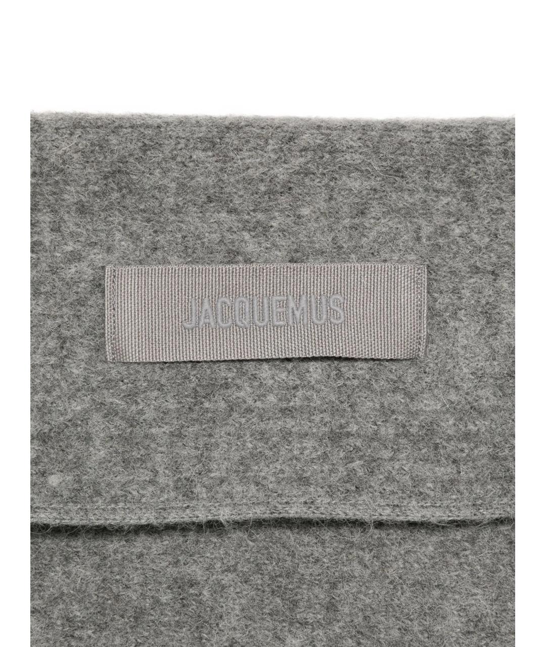 JACQUEMUS Серый шерстяной шарф, фото 2